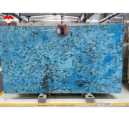 Modern Luxury Fantasy Blue Stone Calcite Marble Dining Table Top with Polished Finish