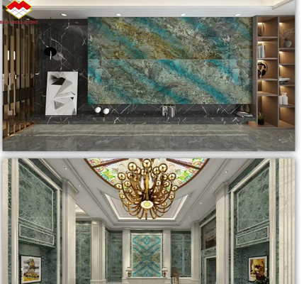 Modern Luxury Fantasy Blue Stone Calcite Marble Dining Table Top with Polished Finish