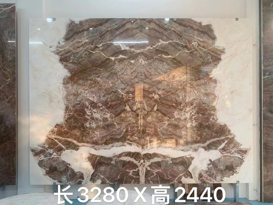 Book Match Translucent Blood-Orange Red Vein Onyx Marble Stone for Lavabo Decoration