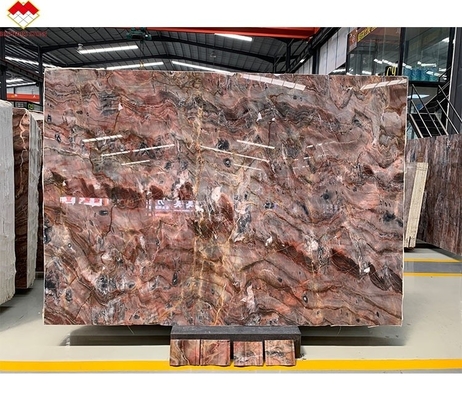Table Countertop Red Spider Marble Book Match Translucent Blood-Orange Onyx for Villa