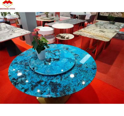 Modern Luxury Fantasy Blue Stone Calcite Marble Dining Table Top with Polished Finish