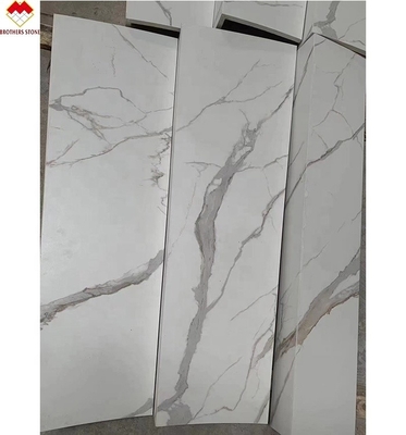 White Black Grey Gold Customized Polished Calacatta Marble Look Porcelain Tile Stairs