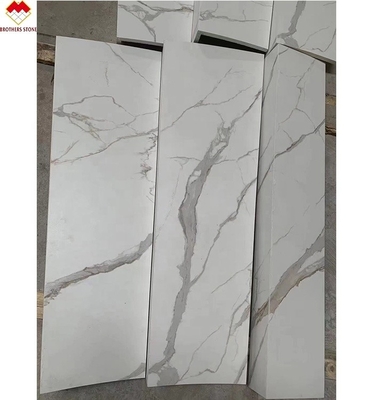 White Black Grey Gold Customized Polished Calacatta Marble Look Porcelain Tile Stairs