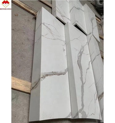White Black Grey Gold Customized Polished Calacatta Marble Look Porcelain Tile Stairs