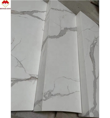 White Black Grey Gold Customized Polished Calacatta Marble Look Porcelain Tile Stairs