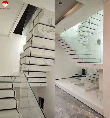 Porcelain Thin Slab Staircase Made in with Customized Polished or Matte Surface Finishing