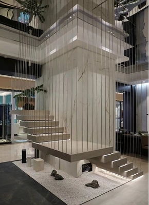 Porcelain Thin Slab Staircase Made in with Customized Polished or Matte Surface Finishing
