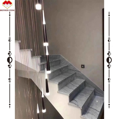 Waterjet Marble Steps and Risers for Custom Stair Nosing on Natural Stone Arc Stair