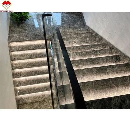 LED Stair Light Straight Spiral Marble Steps with Natural Marble Stone Stair Material