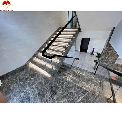 LED Stair Light Straight Spiral Marble Steps with Natural Marble Stone Stair Material