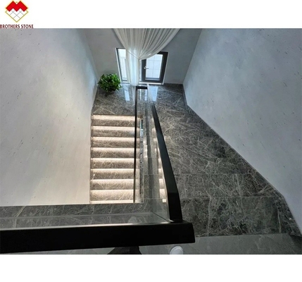 LED Stair Light Straight Spiral Marble Steps with Natural Marble Stone Stair Material