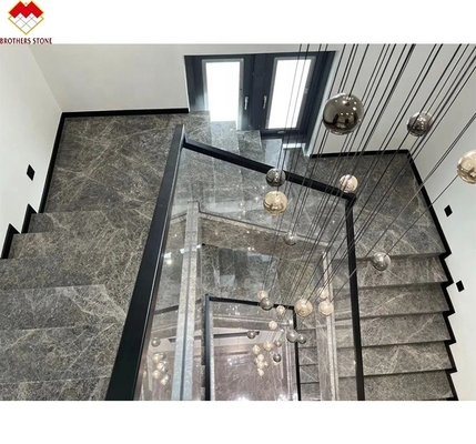 LED Stair Light Straight Spiral Marble Steps with Natural Marble Stone Stair Material