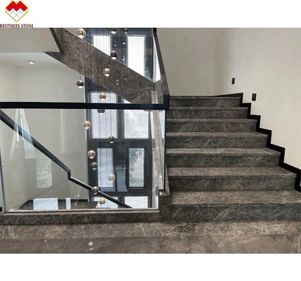 LED Stair Light Straight Spiral Marble Steps with Natural Marble Stone Stair Material