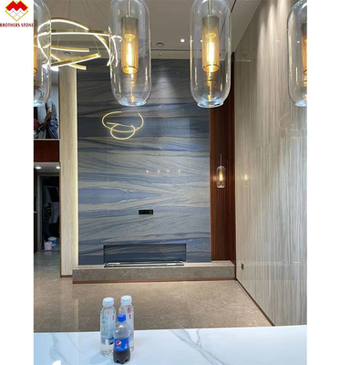 18mm Polished Luxury Azul Macaubas Natural Blue Marble Slab Countertop Quartz Tiles