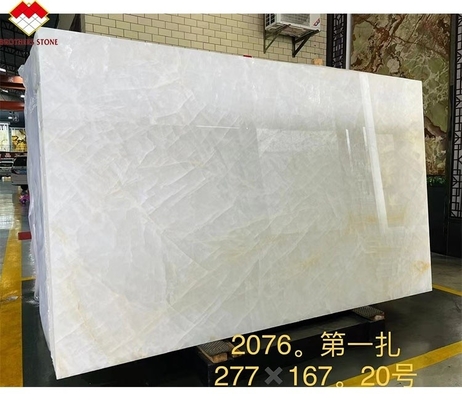 FOB Translucent Ice Crack White Onyx Marble LED Backlit Slab for Villa Background Wall