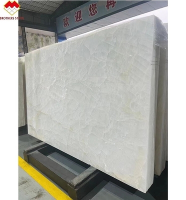FOB Translucent Ice Crack White Onyx Marble LED Backlit Slab for Villa Background Wall