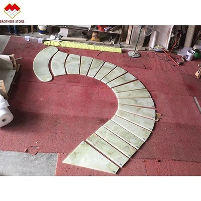 Luxury Modern Indoor Spiral and Straight Onyx Stairs Emerald Green Light Green Onyx Backlit Interior Stone for Staircase Design