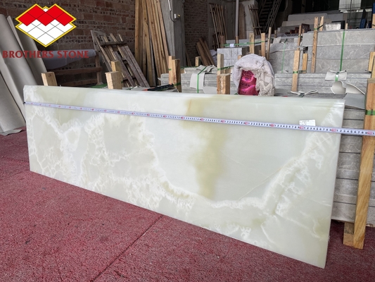 Natural Stone Staircase Design with Emerald Green Light Green Onyx Backlit Interior Stone