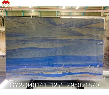 Hotel Wall and Flooring Design Azul Macaubas Blue Marble Stone With White Veins Slab