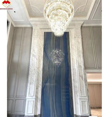 Hotel Wall and Flooring Design Azul Macaubas Blue Marble Stone With White Veins Slab