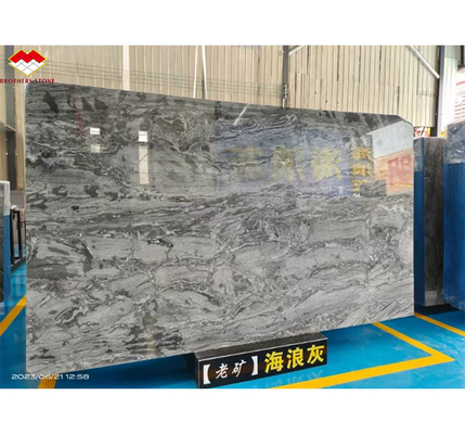 Custom Modern Polished Wave Grey Marble Board for Hotel Wall Panel Floor Design Style