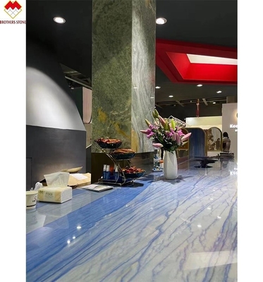 Hotel Wall and Flooring Design Azul Macaubas Blue Marble Stone With White Veins Slab