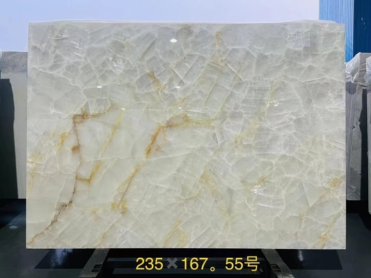 Ice Age Onyx Quartzite Stone Wall Panel Lavabo Component for Indoor Island Countertop