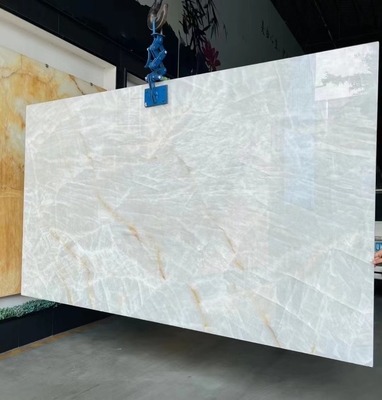 Ice Age Onyx Quartzite Stone Wall Panel Lavabo Component for Indoor Island Countertop