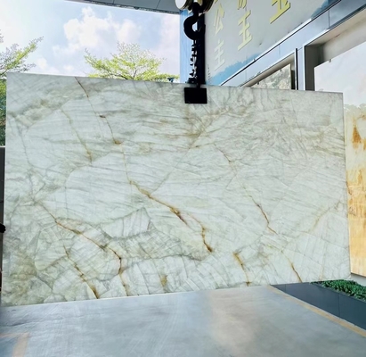 Ice Age Onyx Quartzite Stone Wall Panel Lavabo Component for Indoor Island Countertop