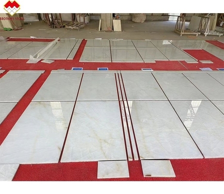 Translucent Ice Crack Polished Finish White Onyx Marble Tiles 30*60cm for Villa Walls