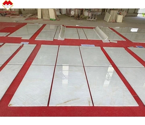 Translucent Ice Crack Polished Finish White Onyx Marble Tiles 30*60cm for Villa Walls
