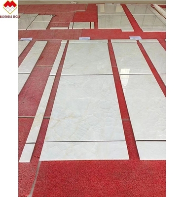 Translucent Ice Crack Polished Finish White Onyx Marble Tiles 30*60cm for Villa Walls