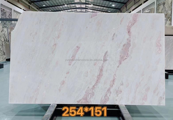Modern Design Villa Graphic with Translucent Shinny Rose Rainbow Onyx Marble Slab