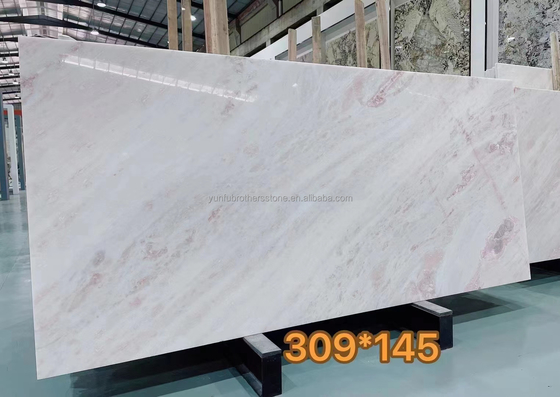 Modern Design Villa Graphic with Translucent Shinny Rose Rainbow Onyx Marble Slab