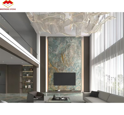 Amazon Blue Luxury Stone Polished Slab for Villa and Hotel Interior Design Inspiration
