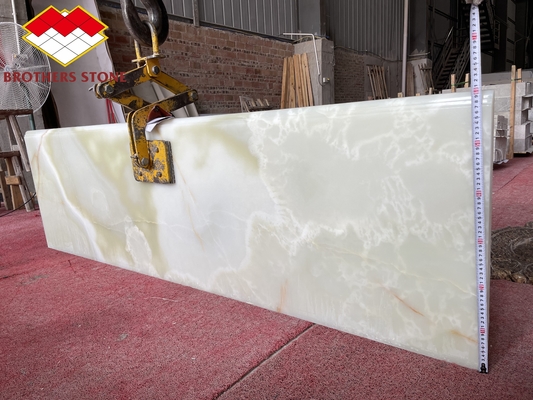 Natural Stone Staircase Design with Emerald Green Light Green Onyx Backlit Interior Stone