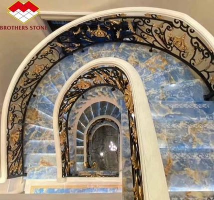 Natural Translucent Onyx Slab Modern Blue Onyx Marble Stone for Bathroom Wall and Floor