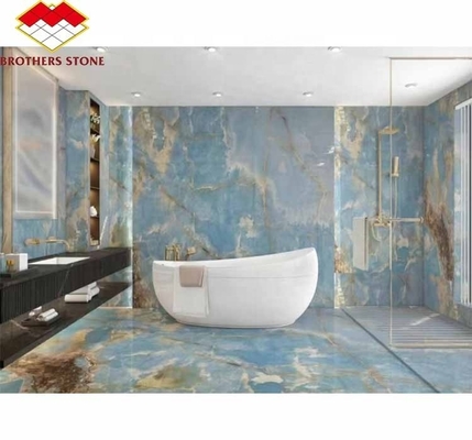 Natural Translucent Onyx Slab Modern Blue Onyx Marble Stone for Bathroom Wall and Floor
