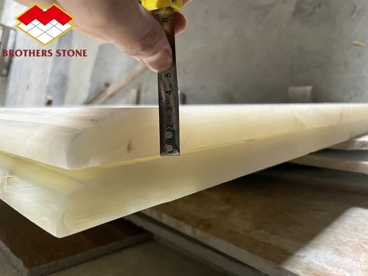 Natural Stone Staircase Design with Emerald Green Light Green Onyx Backlit Interior Stone