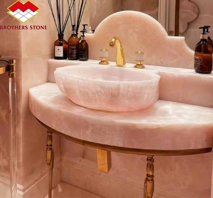 Matt Surface Finishing Modern Pink Onyx Stone for Table and Wall Application