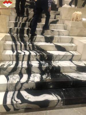 Polished Panda White Marble Slab Tile Modern and Popular for Staircase Table Countertop