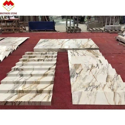 Polished Calacatta Gold Steps on Italy Marble Staircases in Modern Luxury Stone Interior