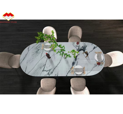 Snow Mountain White Marble Big Slab for Modern Design Dining Table Top Natural Stone