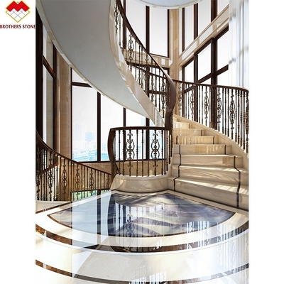 ODM/OEM 18mm Thickness European Design White Grey Grains Marble Carved Stair Treads and Risers