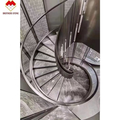ODM/OEM 18mm Thickness European Design White Grey Grains Marble Carved Stair Treads and Risers