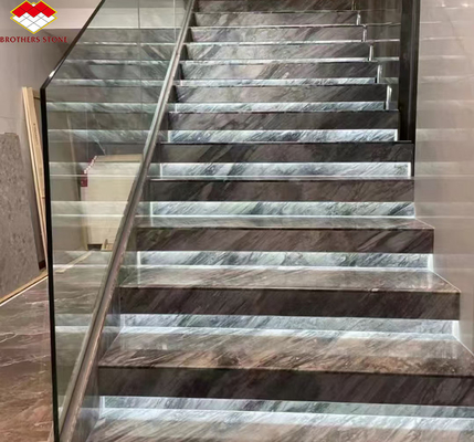 Hotel Interior Design Calcite Marble Step Floor and Stairs with Light in Florence Gray