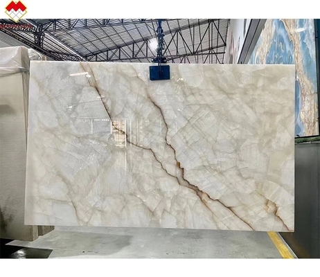 Modern Villa Design Polished White Onyx Marble Slab for Livingroom Wall and Flooring