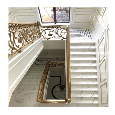 Polished Finish White Marble Stairs with Glass Railing from Italy ODM OEM Offered
