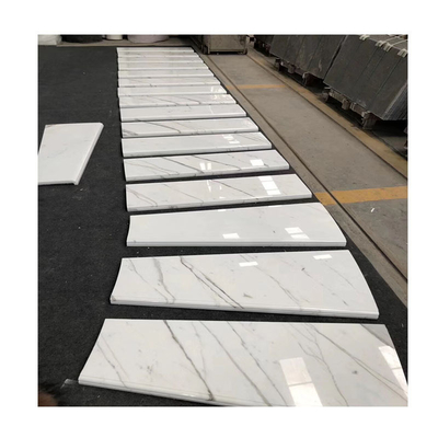 Polished Finish White Marble Stairs with Glass Railing from Italy ODM OEM Offered