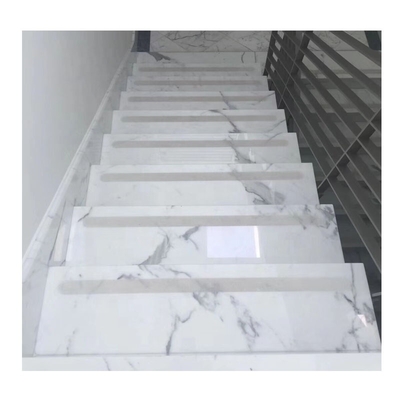 High Polished Modern Design Calacatta White Marble Stairs and Steps for Indoor Villa